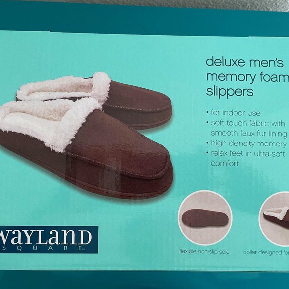 NIB- Deluxe Men's Memory Foam Slippers Mens 6-7 - Picture 3 of 3
